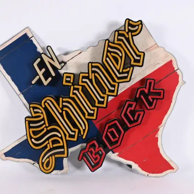Sale Photo Thumbnail #142: Shiner Bock Texas Flag Lighted Sign