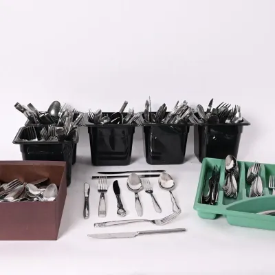 Sale Photo Thumbnail #192: Large Lot Stainless Flatware w/ Organizers