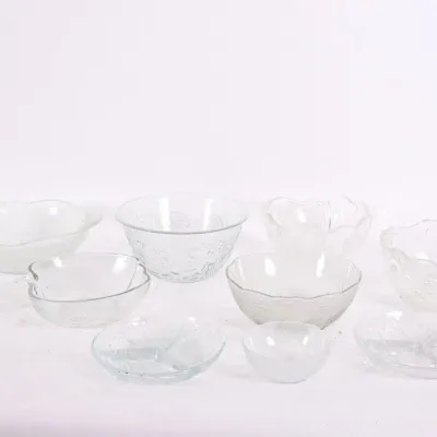 Sale Photo Thumbnail #193: Clear Glass Serving Bowls & Glass Decanter