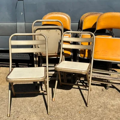 Sale Photo Thumbnail #333: Vintage Metal Folding Chairs w/ Vinyl Seats