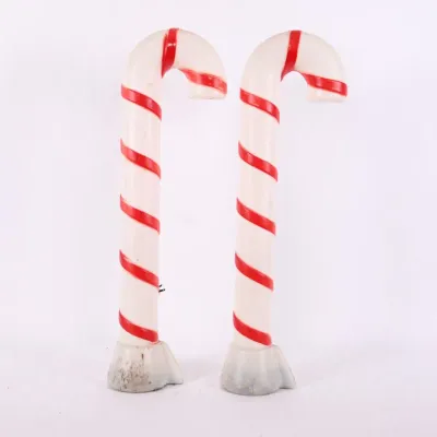 Sale Photo Thumbnail #96: Vintage Candy Cane Lighted Blow Molds, Pair