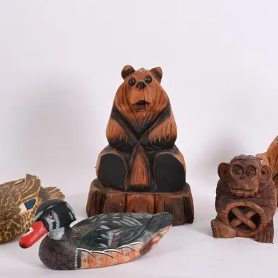 Sale Photo Thumbnail #151: Carved Wood Bears & Painted Duck Decoys