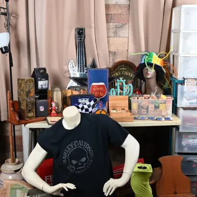 Sale Photo Thumbnail #250: Large Lot Games, Harley Mannequin & Sign Decor