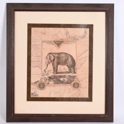 Sale Photo Thumbnail #198: Framed Elephant on Map Art Print