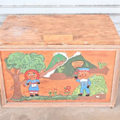 Sale Photo Thumbnail #112: Handmade Wood Toy Chest w/ Painted Raggedy Ann
