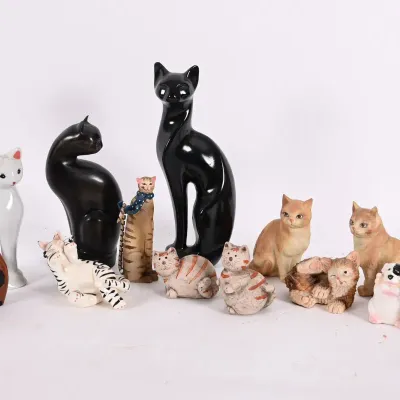 Sale Photo Thumbnail #178: Ceramic Cat Figurines w/ Tall Black Cats