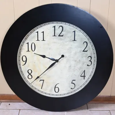 Sale Photo Thumbnail #334: Large Round Black Frame Wall Clock
