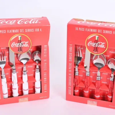 Sale Photo Thumbnail #52: NIB Coca-Cola 16-Pc Flatware Sets by Gibson