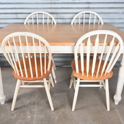 Sale Photo Thumbnail #111: Farmhouse Butcher Block Table w/ 4 Windsor Chairs