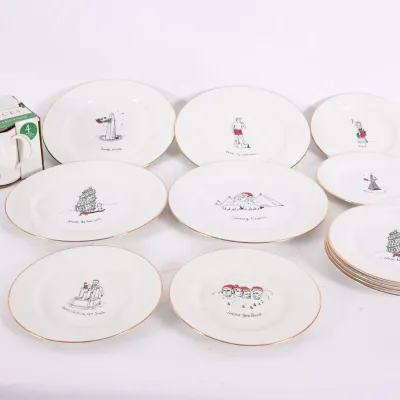 Sale Photo Thumbnail #182: Mary Engelbreit Style Holiday Plates & Mug Set