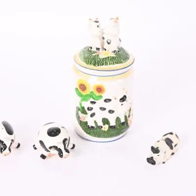 Sale Photo Thumbnail #47: Cow Canister, Cow Salt & Pepper Shakers & Lighter
