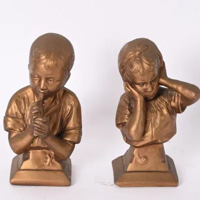 Sale Photo Thumbnail #179: ESCO Boy & Girl Bust Figurines, Pair