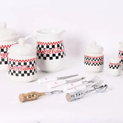 Sale Photo Thumbnail #143: Gibson Coca-Cola Checkered Dinnerware & Canisters