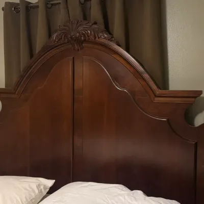 Sale Photo Thumbnail #318: Carved Cherry Finish King Headboard & Footboard