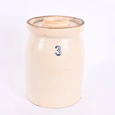 Sale Photo Thumbnail #46: Vintage Stoneware No. 3 Butter Churn Crock w/ Lid