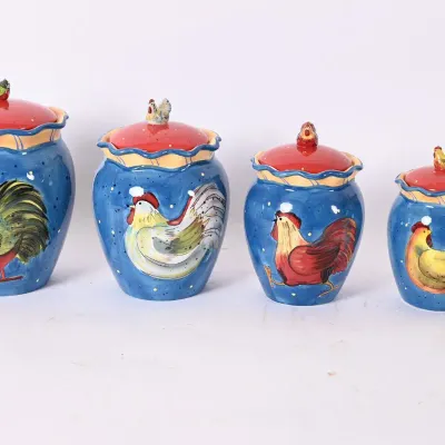 Sale Photo Thumbnail #181: Rooster Canister Set of 4