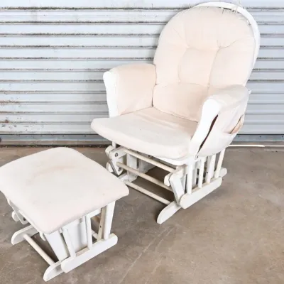 Sale Photo Thumbnail #115: White Glider Rocker w/ Ottoman