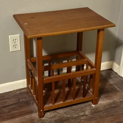 Sale Photo Thumbnail #320: Mission Style Oak Magazine Rack End Table