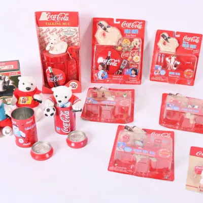 Sale Photo Thumbnail #55: Coca-Cola Polar Bear Plush, Talking Mug & Tins