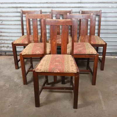 Sale Photo Thumbnail #120: Set of 6 Mission Style Oak Dining Chairs