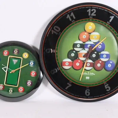 Sale Photo Thumbnail #240: Sterling & Noble Pool Table Battery Clocks, Pair