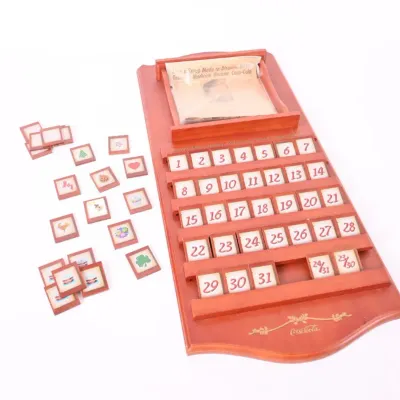 Sale Photo Thumbnail #36: Coca-Cola Wood Perpetual Calendar w/ Holiday Tiles