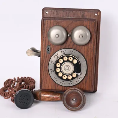 Sale Photo Thumbnail #225: Vintage Style Oak Wall Telephone