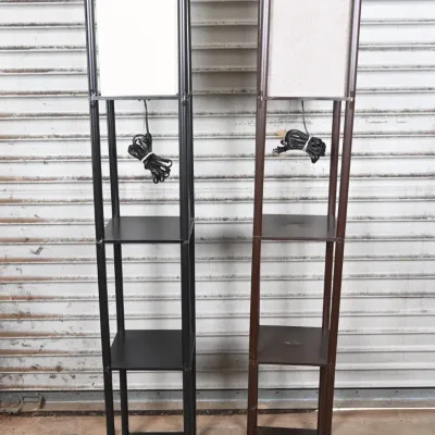 Sale Photo Thumbnail #129: Shelf Floor Lamps w/ Linen Shades, Pair