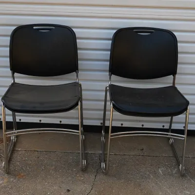 Sale Photo Thumbnail #291: Black Plastic Stacking Office Chairs, Pair