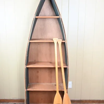 Sale Photo Thumbnail #16: Vintage 4-Tier Wood Boat Shelf w/ Oars