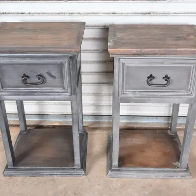 Sale Photo Thumbnail #114: Distressed Gray 1-Drawer Nightstands, Pair