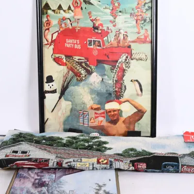 Sale Photo Thumbnail #236: Coca-Cola Tapestries, Santa Ad Print & TV Tray
