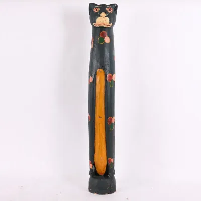 Sale Photo Thumbnail #210: Carved Wood Painted Cat Totem