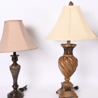 Sale Photo Thumbnail #217: Swirl Urn & Bronze Finish Table Lamps, Pair