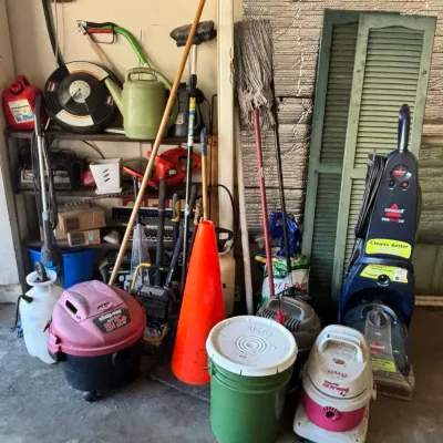 Sale Photo Thumbnail #336: Garage Contents, Bissell Cleaner, Shop Vac & Gas Cans