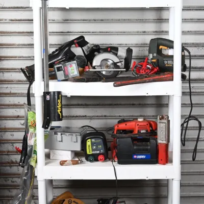 Sale Photo Thumbnail #264: Circular Saws, Power Tools & Plastic Shelf