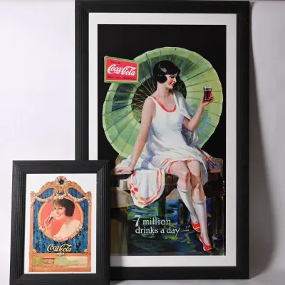 Sale Photo Thumbnail #199: Framed Coca-Cola Advertising Prints, Pair