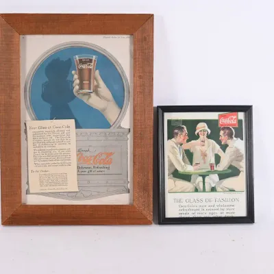 Sale Photo Thumbnail #206: Framed Vintage Coca-Cola Magazine Ads, Pair