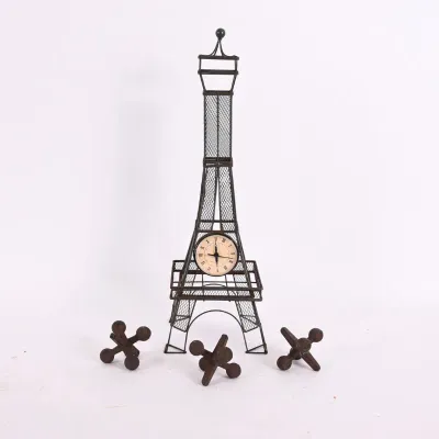 Sale Photo Thumbnail #166: Metal Eiffel Tower Clock & Cast Iron Jacks