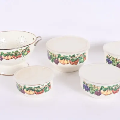 Sale Photo Thumbnail #48: Tabletops Unlimited Fruit Enamel Colander & Bowls