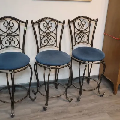 Sale Photo Thumbnail #28: Set of three wrought-iron swivel barstools