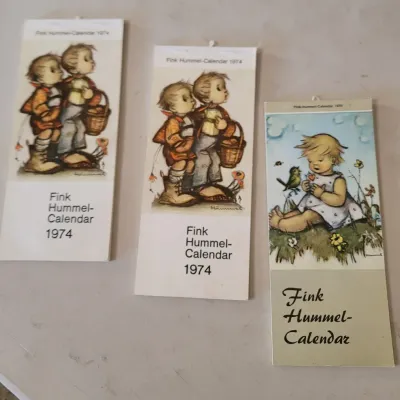 Sale Photo Thumbnail #49: Hummel wall calendars, including two 1974 editions and one 1976 edition.