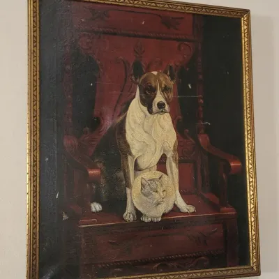 Sale Photo Thumbnail #47: Framed oil painting.