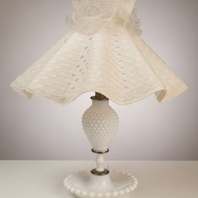 Sale Photo Thumbnail #203: Fenton Milk Glass Hobnail Boudoir Lamp
