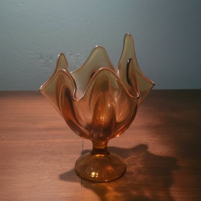 Sale Photo Thumbnail #210: Viking Glass Amber Epic Line Six-Petal Compote