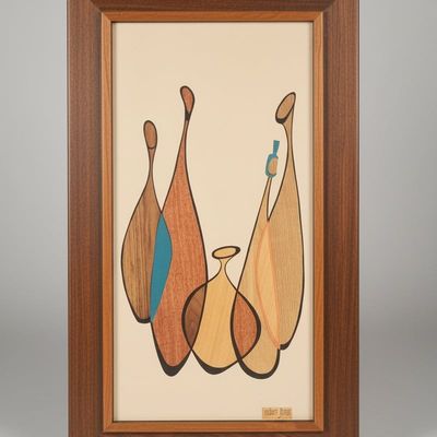 Sale Photo Thumbnail #198: Robert Lyons Mid-Century Modern Wood Veneer Wall Art
