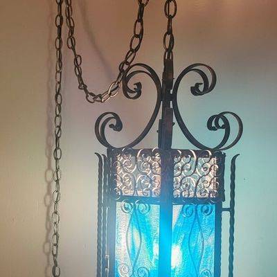 Sale Photo Thumbnail #202: Vintage Spanish Revival Wrought Iron Hanging Lantern