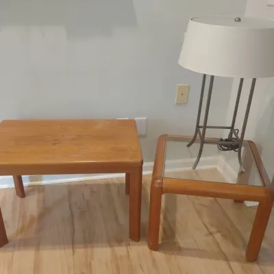 Two End Tables And Unique Table Lamp