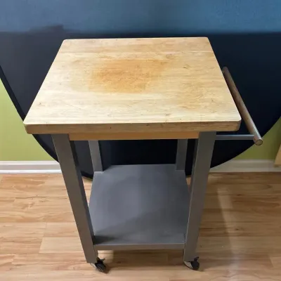 Rolling Kitchen Island / Utility Cart with Butcher Block Top