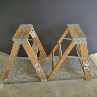 Two Werner 2 Foot Wood Step Ladders